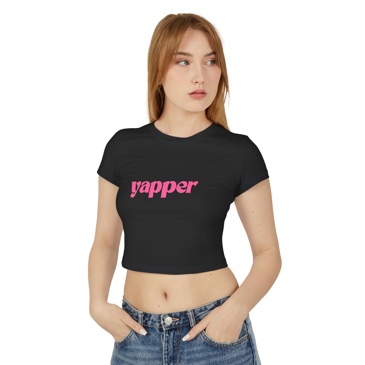 Trendy Women's Baby Tee, Yapper Graphic Crop Top, Casual Everyday Wear, Perfect for Parties, Birthday Gift, Summer Style