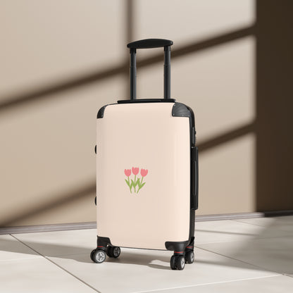 Chic Floral Suitcase with Tulips Design