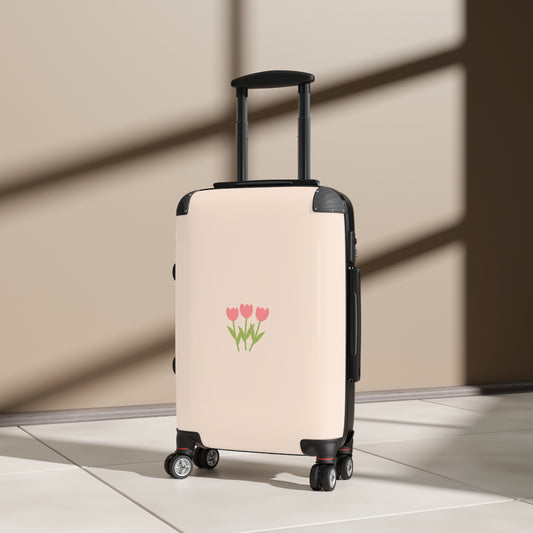 Chic Floral Suitcase with Tulips Design