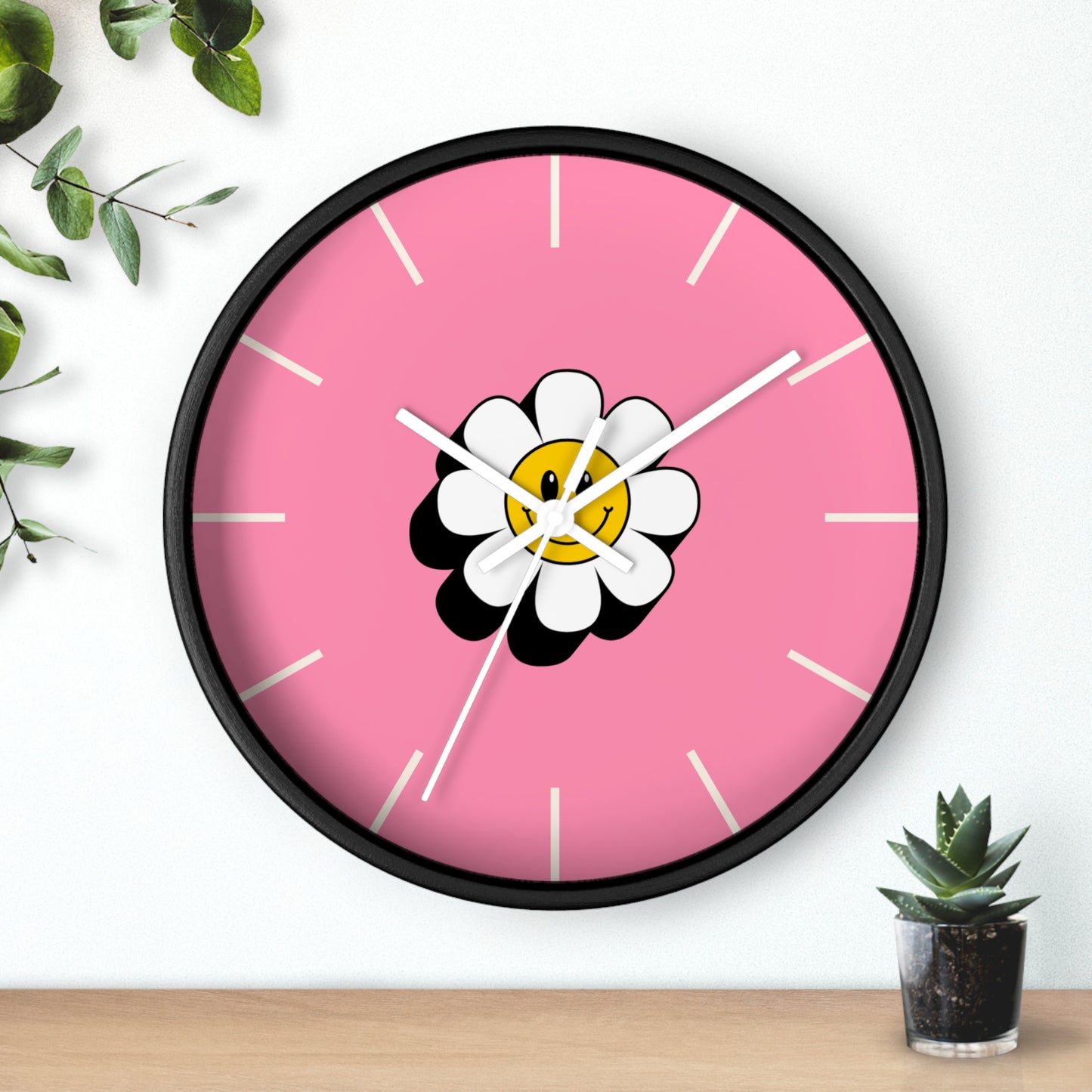 Elegant Cheerful Daisy Wall Clock, Bright Pink Floral Home Decor, Unique Gift for Flower Lovers, Preppy Clock, Happy Accent for Any Room