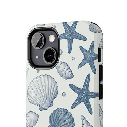 Z Coastal Shells Tough Phone Case - Nautical Design for Ocean Lovers