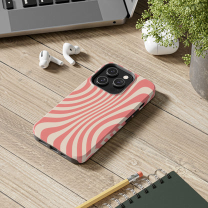 Stylish Waves Phone Case - Trendy Mobile Accessory, Durable Protection, Gift for Teens, Modern Design, Pink Aesthetic