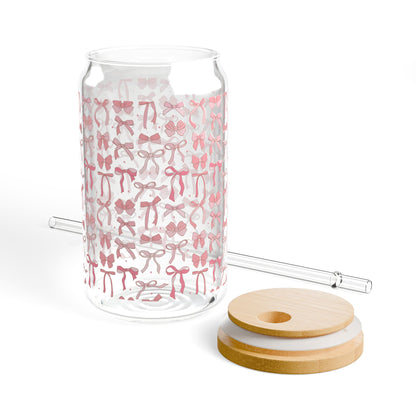 Cute Stylish 16oz Sipper Glass with Bamboo Lid - Perfect for Eco-Friendly Hydration