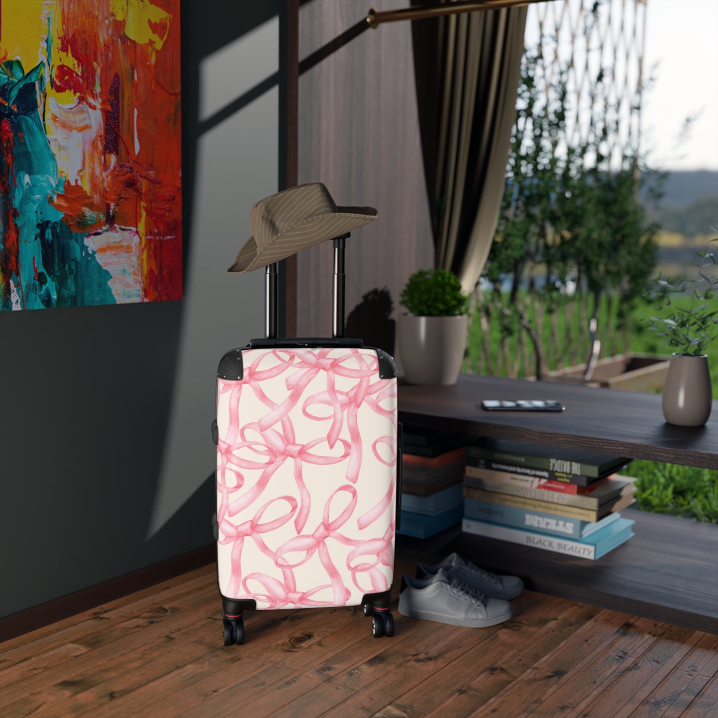 Stylish Travel Suitcase with Pink Bow Design | Luggage for Adventurers, Lightweight Carry-On, Gift for Travelers, Holiday Travel