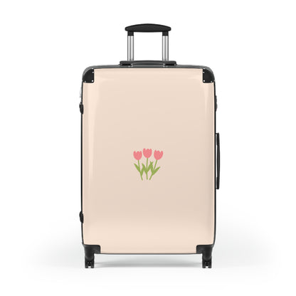 Chic Floral Suitcase with Tulips Design