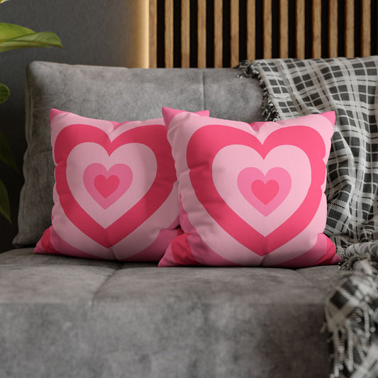 Pink Faux Suede Pillowcase - Valentine Decorative Throw Pillow Cover