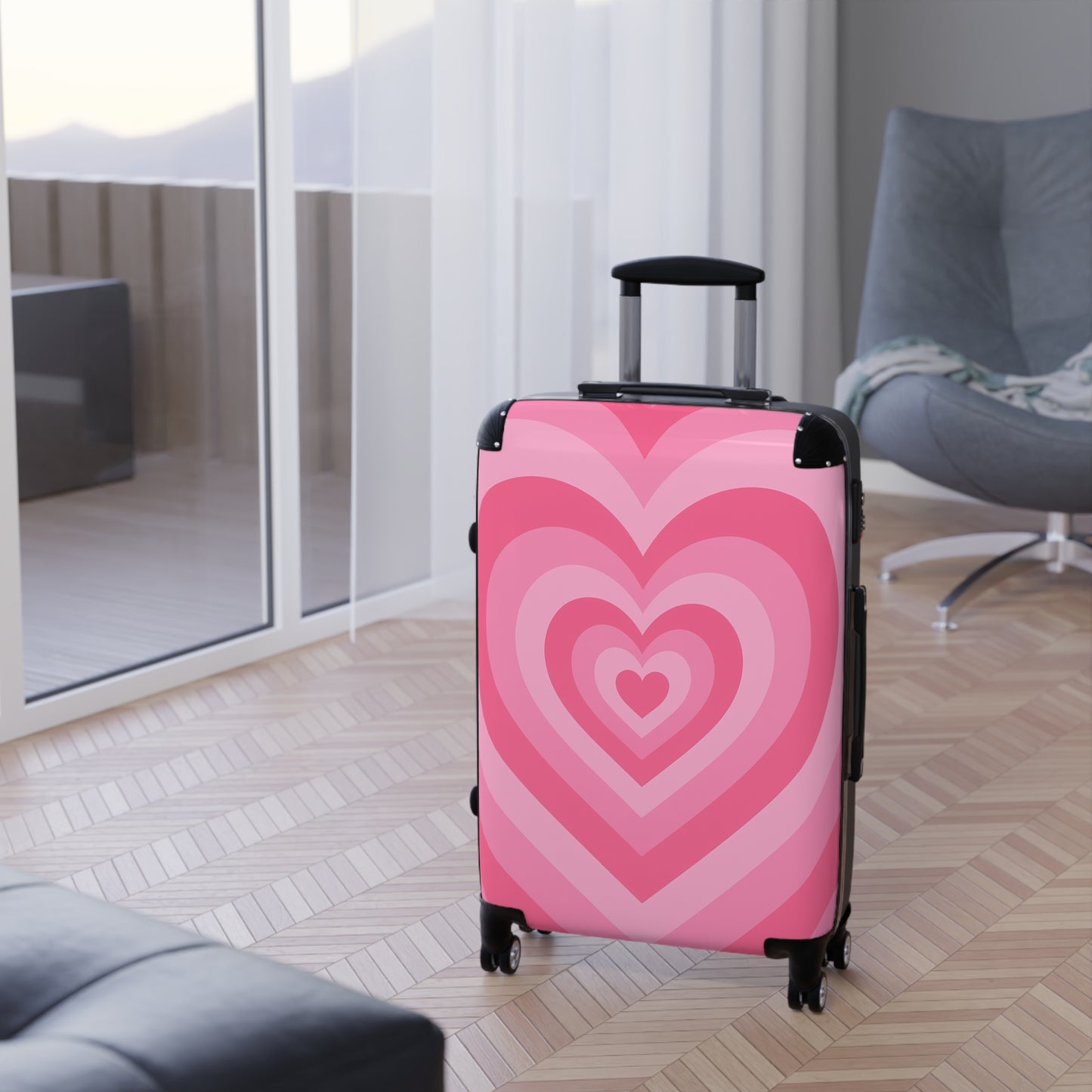 Heart Pattern Carry-On Luggage - Cute Travel Suitcase, Valentines Day Gift, Love Themed Baggage, Stylish Travel Accessory, Heart Design Bag