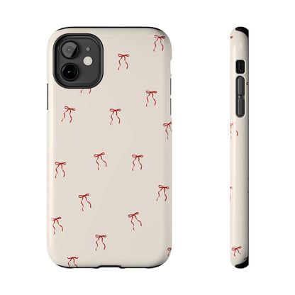 Ribbon Cute Bow Pattern Tough Phone Cases, Bow Phone Cover, Stylish Phone Protectors, Gift for Girls, Trendy Tech Accessories