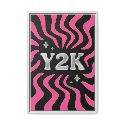 Cute Y2K Framed Canvas Art - Retro Wall Decor in Bold Pink Design
