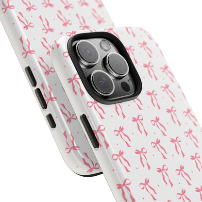 Ribbon Ballet Tough Phone Case - Stylish pink bows aesthetic
