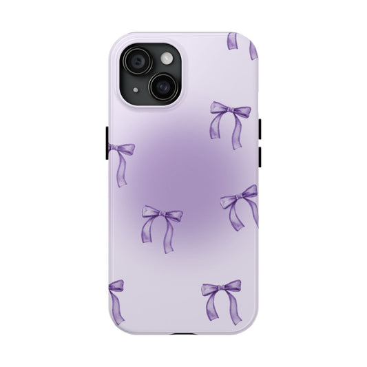 Purple Chic Bow Pattern Phone Case - Stylish Protection for All Occasions