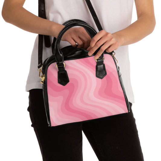 Pretty Chic Pink Wavy Shoulder Handbag, Trendy Tote, Everyday Purse, Stylish Bag, Gift for Her, Fashion Accessory, Summer Essentials