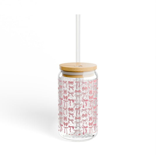 Cute Stylish 16oz Sipper Glass with Bamboo Lid - Perfect for Eco-Friendly Hydration