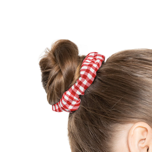 Red Gingham Scrunchie - Plaid Hair Tie for Casual, Picnic & Summer Styles