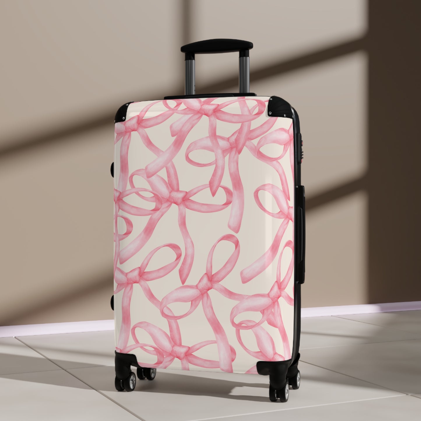 Stylish Travel Suitcase with Pink Bow Design | Luggage for Adventurers, Lightweight Carry-On, Gift for Travelers, Holiday Travel