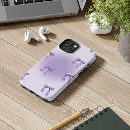 Purple Chic Bow Pattern Phone Case - Stylish Protection for All Occasions
