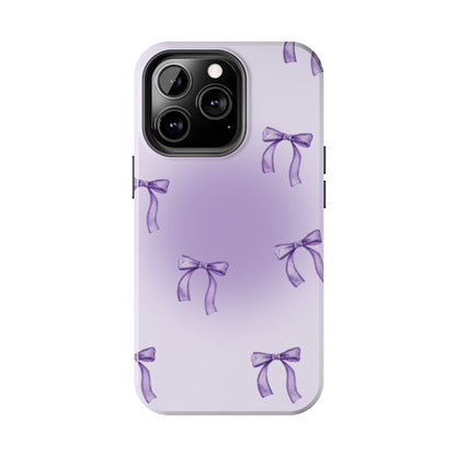 Purple Chic Bow Pattern Phone Case - Stylish Protection for All Occasions
