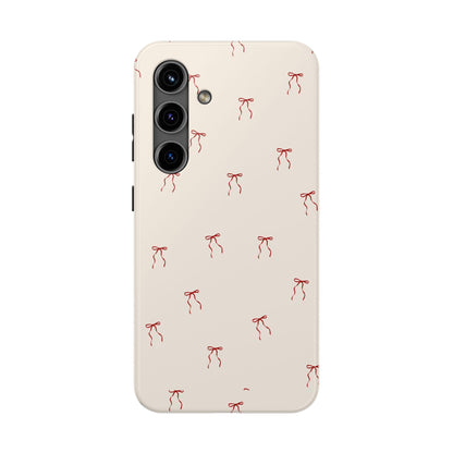Ribbon Cute Bow Pattern Tough Phone Cases, Bow Phone Cover, Stylish Phone Protectors, Gift for Girls, Trendy Tech Accessories