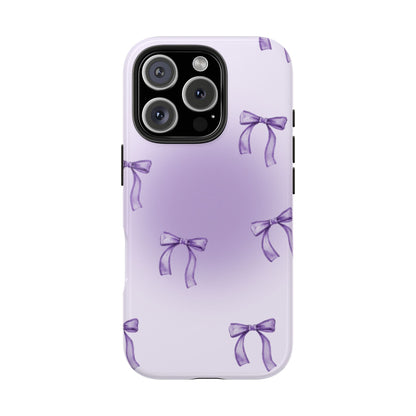 Purple Chic Bow Pattern Phone Case - Stylish Protection for All Occasions