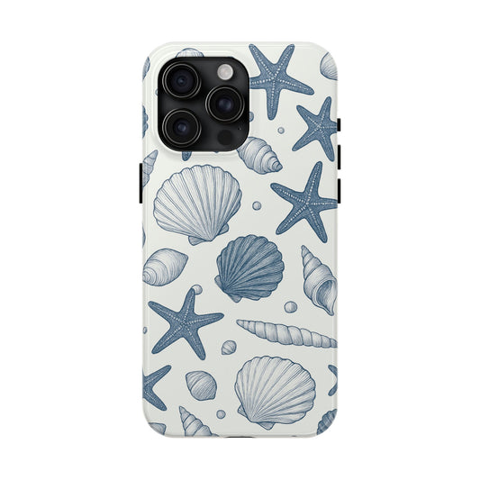 Z Coastal Shells Tough Phone Case - Nautical Design for Ocean Lovers