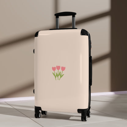 Chic Floral Suitcase with Tulips Design