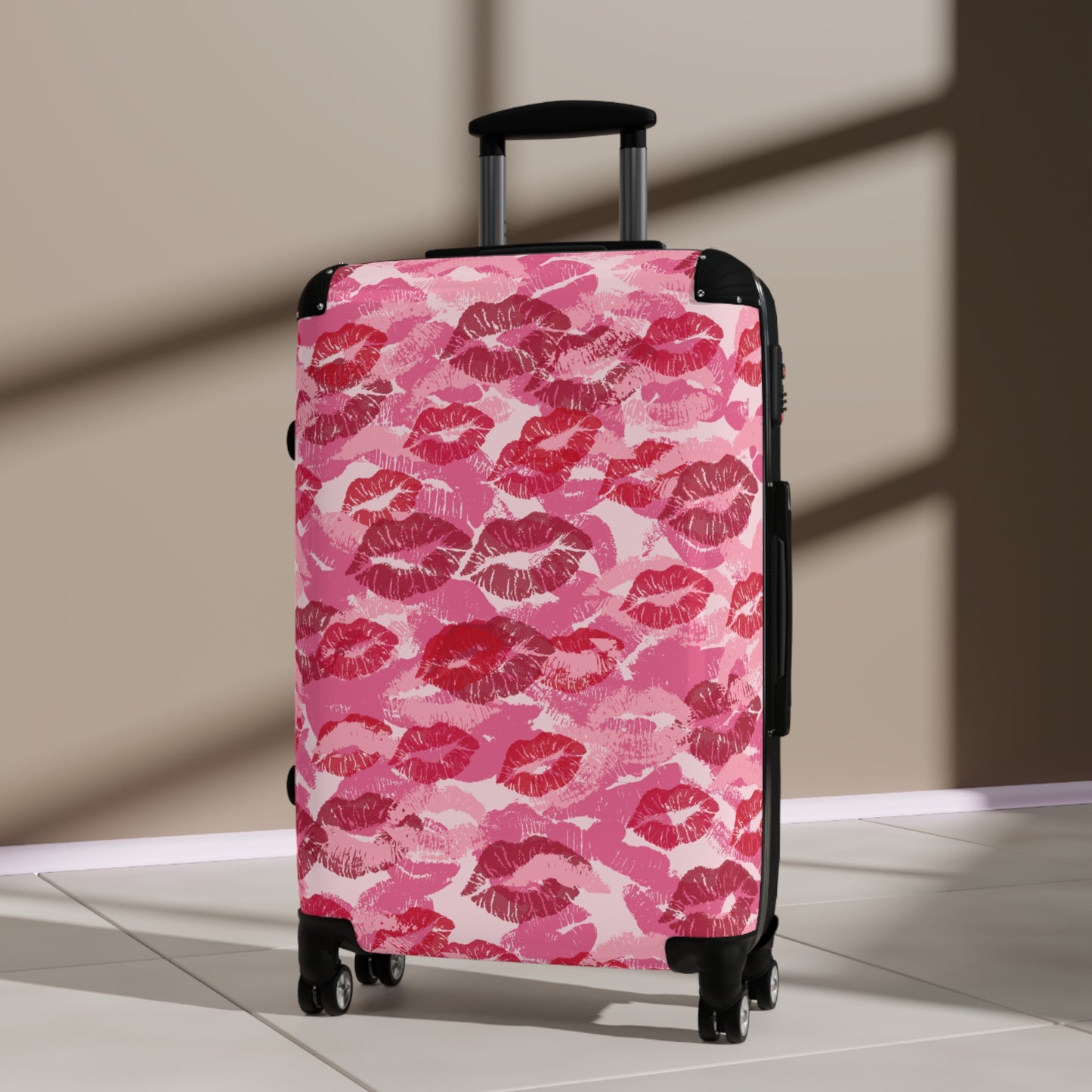 Stylish Suitcase with Lipstick Print | Perfect for Travel, Gifts, Valentine's Day, Weekend Getaways, Fashionable Luggage