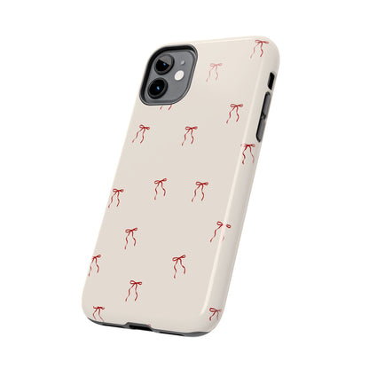 Ribbon Cute Bow Pattern Tough Phone Cases, Bow Phone Cover, Stylish Phone Protectors, Gift for Girls, Trendy Tech Accessories