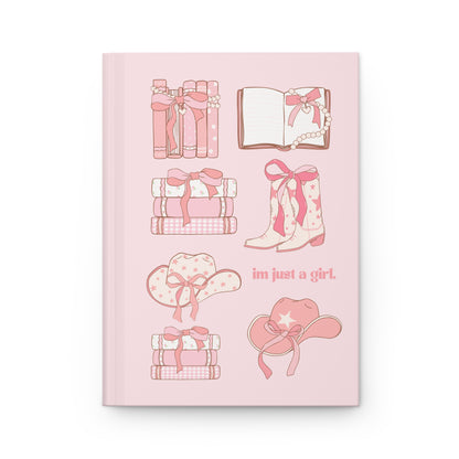 Cute Pink Hardcover Journal - 'I'm Just a Girl' Design