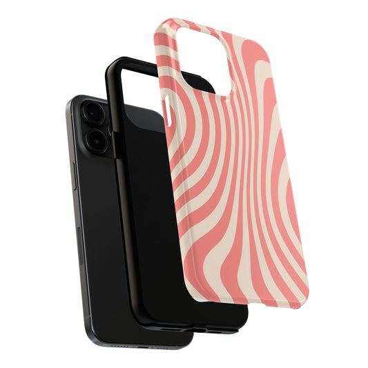 Stylish Waves Phone Case - Trendy Mobile Accessory, Durable Protection, Gift for Teens, Modern Design, Pink Aesthetic