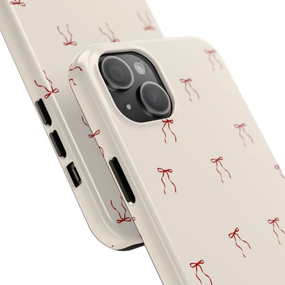 Ribbon Cute Bow Pattern Tough Phone Cases, Bow Phone Cover, Stylish Phone Protectors, Gift for Girls, Trendy Tech Accessories