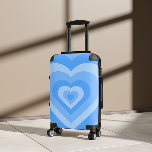 Heart-Patterned Blue Suitcase - Travel Luggage with Blue Hearts, Perfect for Adventures, Gifts for Travelers, Holiday Travel, Fun Getaways
