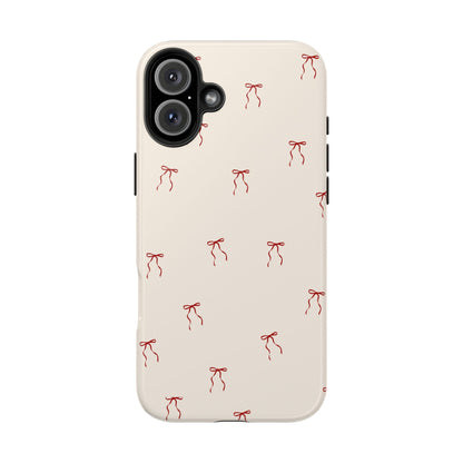 Ribbon Cute Bow Pattern Tough Phone Cases, Bow Phone Cover, Stylish Phone Protectors, Gift for Girls, Trendy Tech Accessories