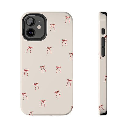 Ribbon Cute Bow Pattern Tough Phone Cases, Bow Phone Cover, Stylish Phone Protectors, Gift for Girls, Trendy Tech Accessories