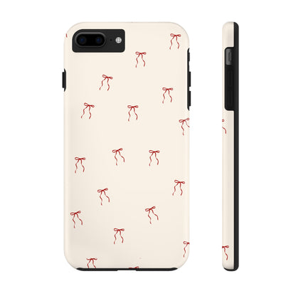 Ribbon Cute Bow Pattern Tough Phone Cases, Bow Phone Cover, Stylish Phone Protectors, Gift for Girls, Trendy Tech Accessories