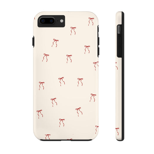 Ribbon Cute Bow Pattern Tough Phone Cases, Bow Phone Cover, Stylish Phone Protectors, Gift for Girls, Trendy Tech Accessories