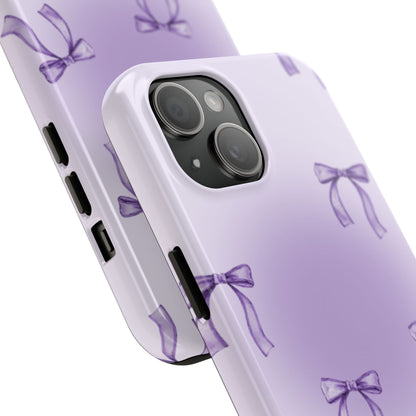 Purple Chic Bow Pattern Phone Case - Stylish Protection for All Occasions