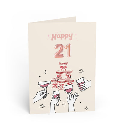 Stylish Celebratory Greeting Cards for 21st Birthday Wishes, Unique Invitations, Personalized Cards, Special Occasions