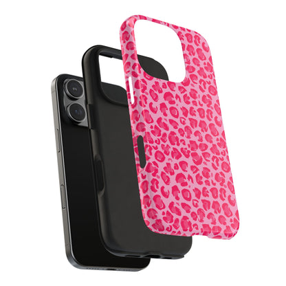 Pink Leopard Print Tough Phone Cases, Y2k Stylish Protection, Gifts for Her, Trendy Phone Accessories, Animal Print Lovers, Durable Cases