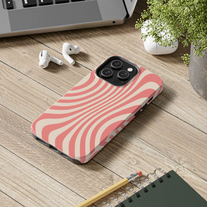 Stylish Waves Phone Case - Trendy Mobile Accessory, Durable Protection, Gift for Teens, Modern Design, Pink Aesthetic