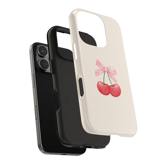 Watercolor Chic Cherry Phone Case, Tough iPhone Case, Kawaii Cute Cherry Design, Gift for Her, Aesthetic Phone Cover, Spring Accessory