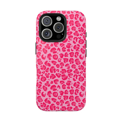 Pink Leopard Print Tough Phone Cases, Y2k Stylish Protection, Gifts for Her, Trendy Phone Accessories, Animal Print Lovers, Durable Cases
