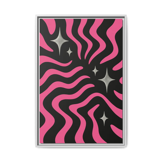 Cute Y2K Aesthetic Simple Framed Canvas Art - Retro Wall Decor in Bold Pink Design