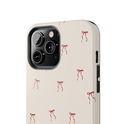 Ribbon Cute Bow Pattern Tough Phone Cases, Bow Phone Cover, Stylish Phone Protectors, Gift for Girls, Trendy Tech Accessories
