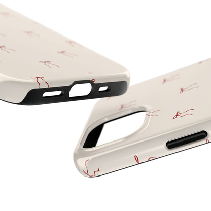 Ribbon Cute Bow Pattern Tough Phone Cases, Bow Phone Cover, Stylish Phone Protectors, Gift for Girls, Trendy Tech Accessories