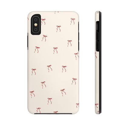 Ribbon Cute Bow Pattern Tough Phone Cases, Bow Phone Cover, Stylish Phone Protectors, Gift for Girls, Trendy Tech Accessories