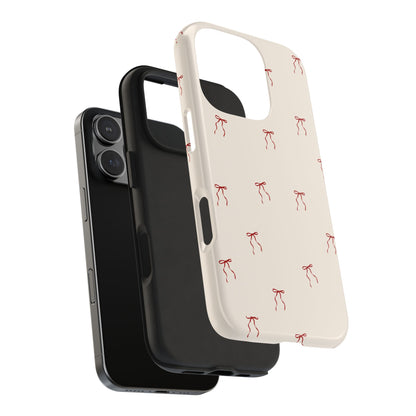 Ribbon Cute Bow Pattern Tough Phone Cases, Bow Phone Cover, Stylish Phone Protectors, Gift for Girls, Trendy Tech Accessories