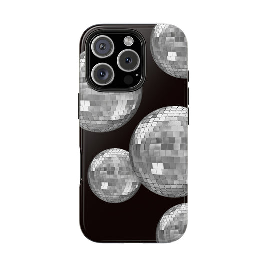 Y2k Disco Ball Tough Phone Cases, Durable, Stylish, Protective, Black and Silver Design for Party Lovers and Trendsetters, Ideal Gift for Teens