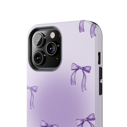Purple Chic Bow Pattern Phone Case - Stylish Protection for All Occasions