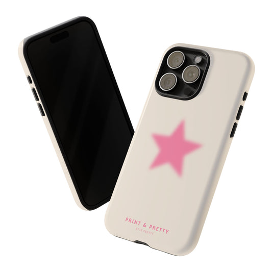Chic Stylish Tough Phone Case with Pink Star Design - Stay Pretty
