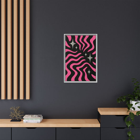 Cute Y2K Aesthetic Simple Framed Canvas Art - Retro Wall Decor in Bold Pink Design